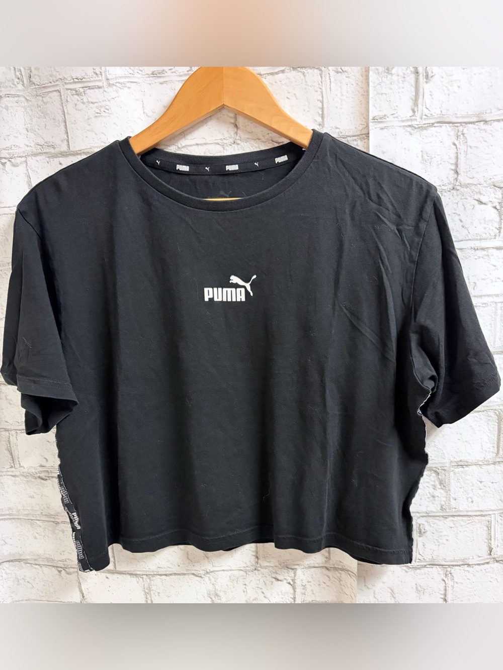 Puma Black Cropped Tee with Logo